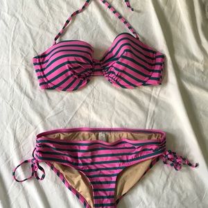 J. Crew Striped D Cup Bikini + Small bottom